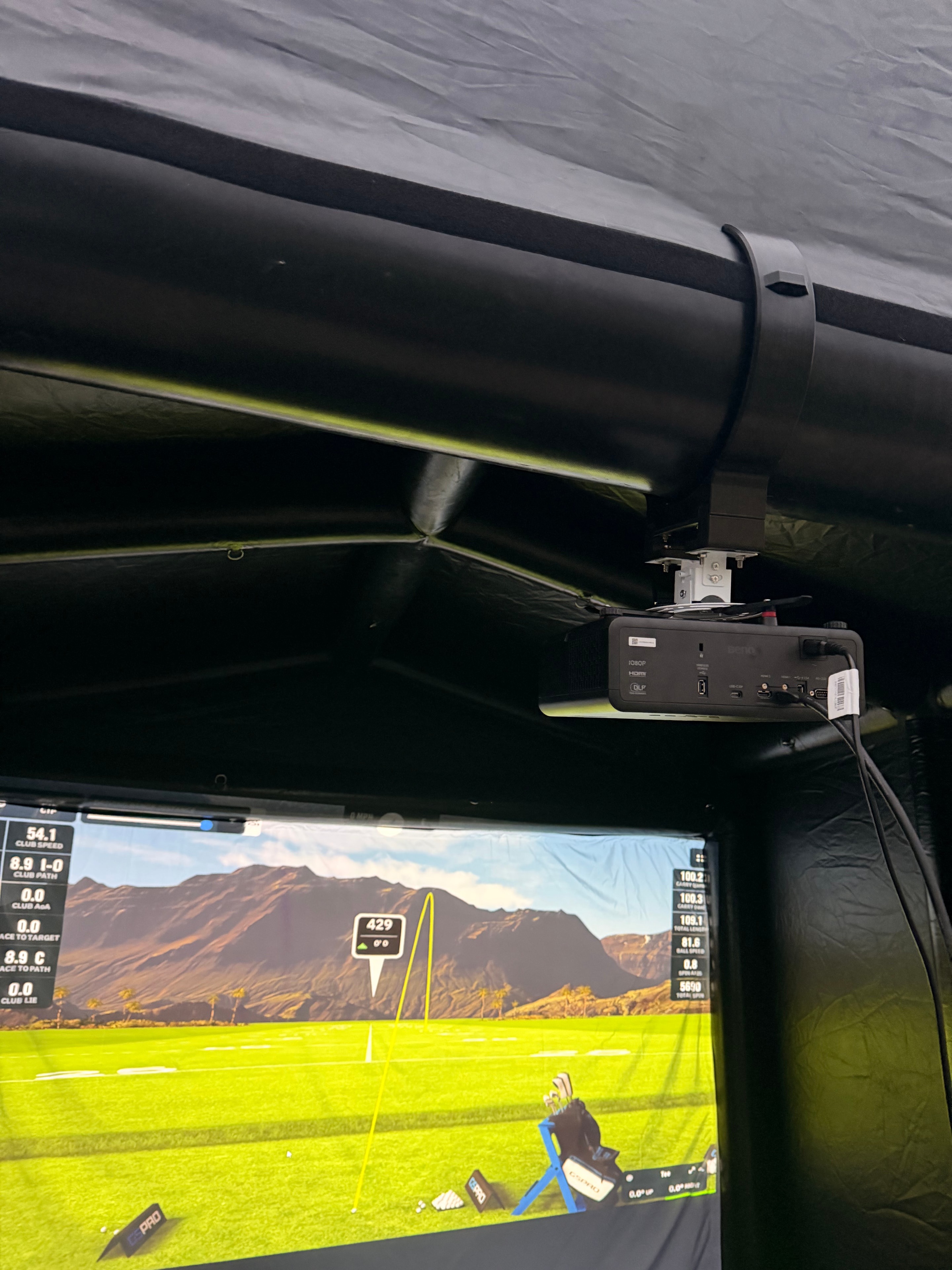 Golf simulator setup at an event